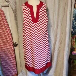 Mud Pie Red and White Chevron Dress